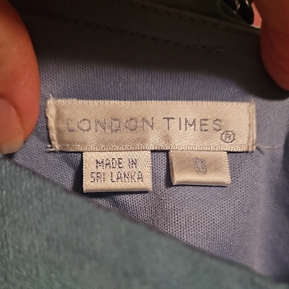 London Times Blue Asymmetrical Ruched Sheath Dress - Picture 2 of 4